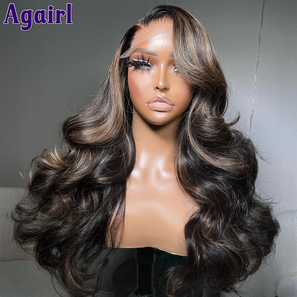 Highlights Brown 13x6 Lace Front Human Hair Wig 180% 5X5 Body Wave Lace Closure Wigs for Women Black Brown 13X4 Lace Frontal Wig