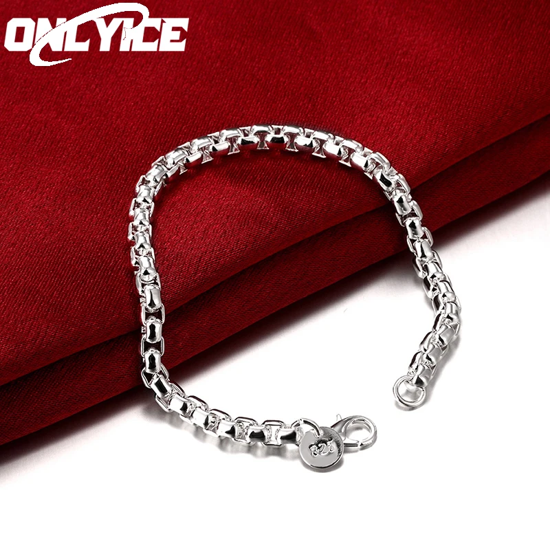 

925 Sterling Silver 4mm Round Box Chain Bracelet For Women Man Fashion Jewelry Wedding Party Popular Simple Accessories 20cm