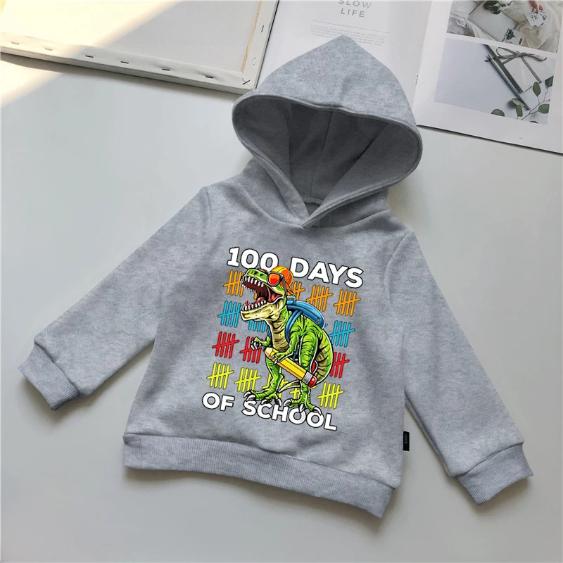 

Толстовки с динозаврами для мальчиков, классные толстовки на 100 дней школы, толстовки с забавным мультяшным графическим рисунком для девоче...