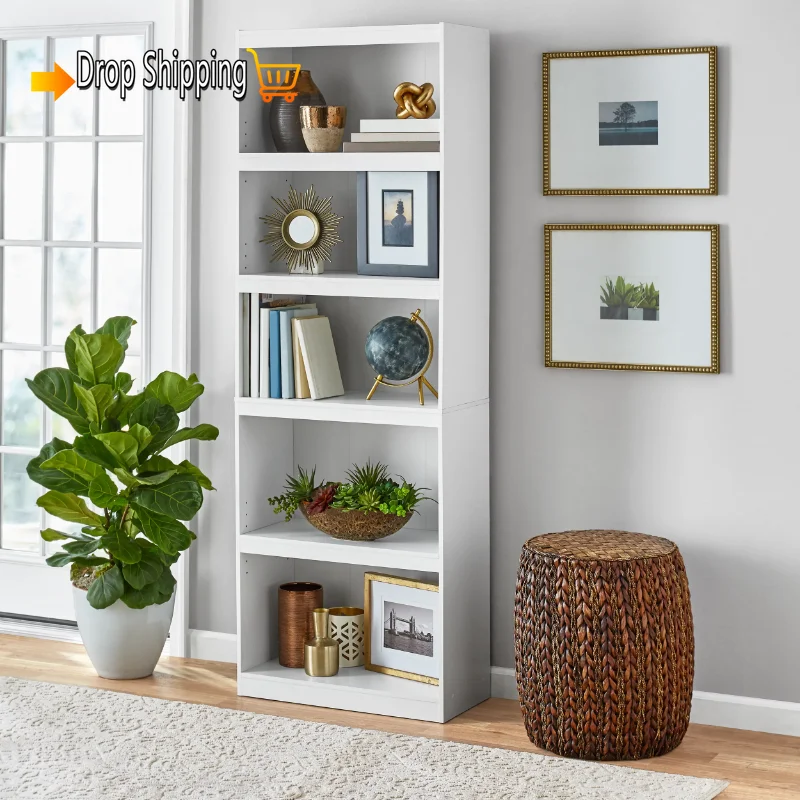 

Mainstays Framed 5-Shelf Bookcase,White , True Black Oak , Espresso, three colors available，24.57" W x 11.69" D x 71.34" H