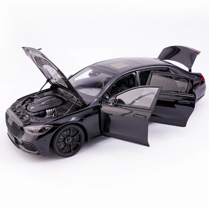 Почти настоящий 1/18 Mercedes-Maybach S680 2023 игрушка из черного сплава с обсидианом