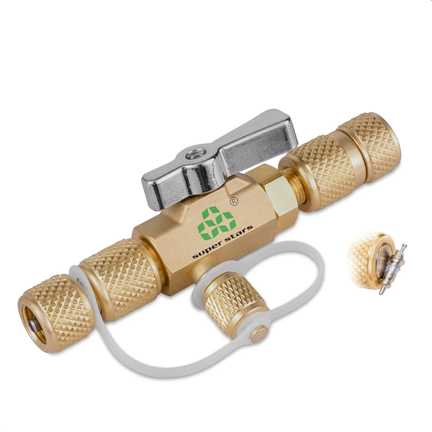 

Инструмент для удаления сердечника клапана Super Stars, инструмент HVAC, двойной размер SAE, съемник клапана Шредера переменного тока с вакуумным рейтингом для R410 R22 R134A R32