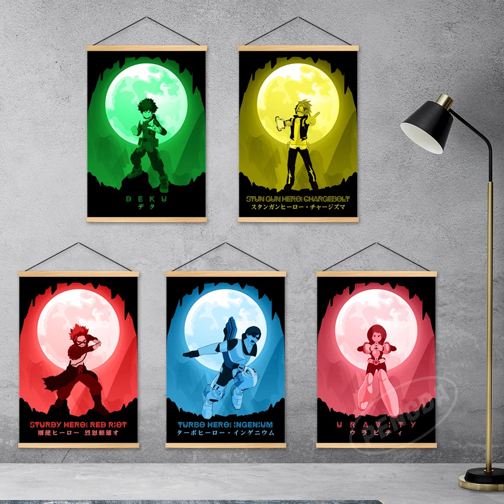 

Canvas My Hero Academia Anime Wall Painting Interior Art Poster Midoriya Izuku Wooden Hanging Home Decor Prints Modular Pictures