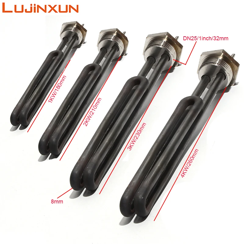 Lujinxun DN25/1 inch BSP Threaded Solar Water Heating Heater Element Green Oil 304SS Tube and Thread With Nut 1KW/2KW/3KW/4KW