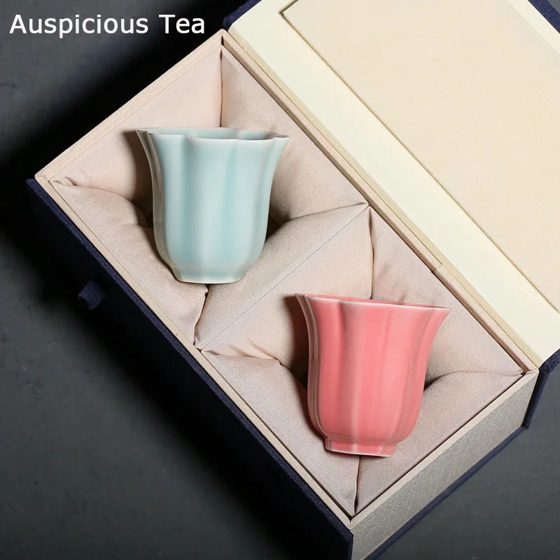 

65ml Boutique Celadon Petal Master Teacup Handmade Household Chinese Puer Kung Fu Teaset Tea Ceremony Accessories Drinkware Gift