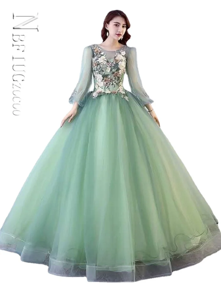 

Green Quinceanera Dresses Elegant Party Prom Long Sleeve Sweet Plus Size Vestido De Formatura Cute Dress Graduation Homecoming