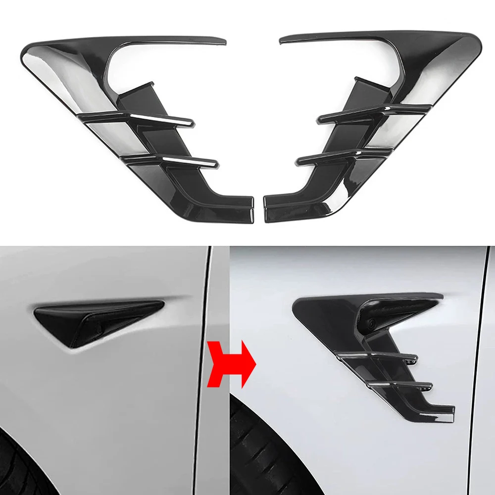 

For Tesla Model 3 /Y 2021-2023 Camera Flanks Car Side Wing Panel Cover Spoiler Dust Cover Decoration Modification 2PCS
