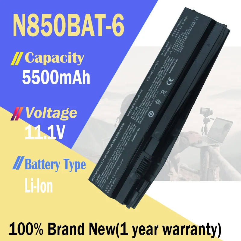 Фото N850BAT-6 Аккумулятор для ноутбука CLEVO N850 N850HC N850HJ N870HC N870HJ1 N850HN HASEE Z7M-KP7G1 Z7M-KP7S1 Z7M-KP7GT 11,1 В 62 Втч №1