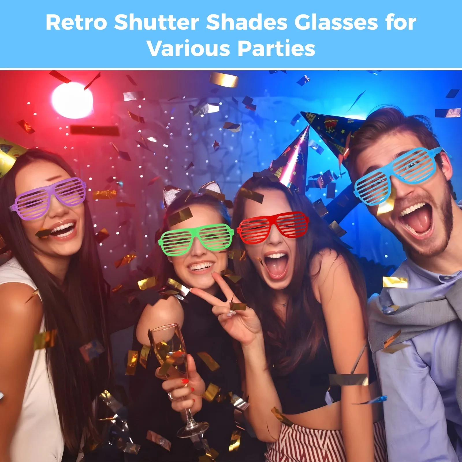 100 шт. солнцезащитные очки в винтажном стиле с прорезями неонового цвета для