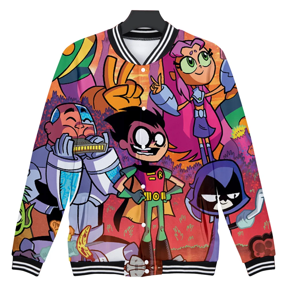 

2022 New Teen Titans Go 3D Printed Baseball Jackets Women/Men Fashion Long Sleeve Jacket Hot Sale Casual Streetwear Clothes