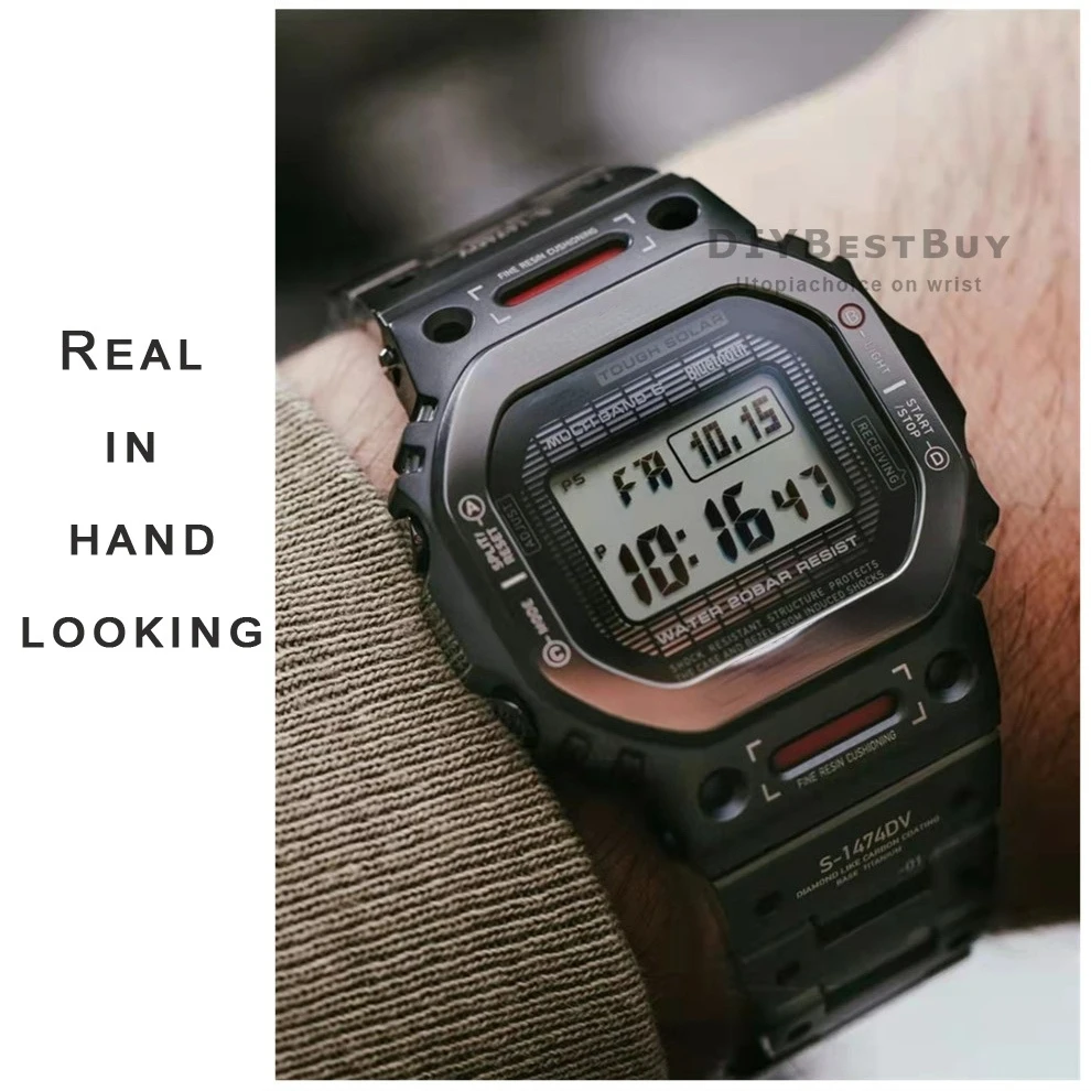 Titanium Alloy Modification Kit For Casioak  DW5600 DW5610 GWM5610 Metal Bezel Case Frame Steel Band Retrofit Accessaries Kit