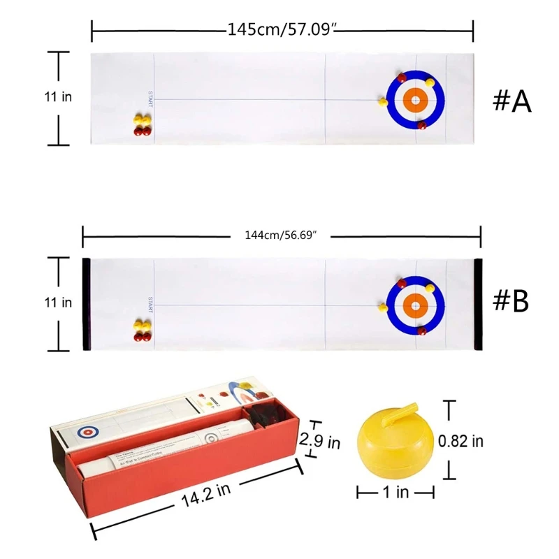 

Tabletop Curling Game for Kids, Adults & Family Fun Indoor Sports Game Come with Tabletop Curling Stones, Easy to Drop Shipping