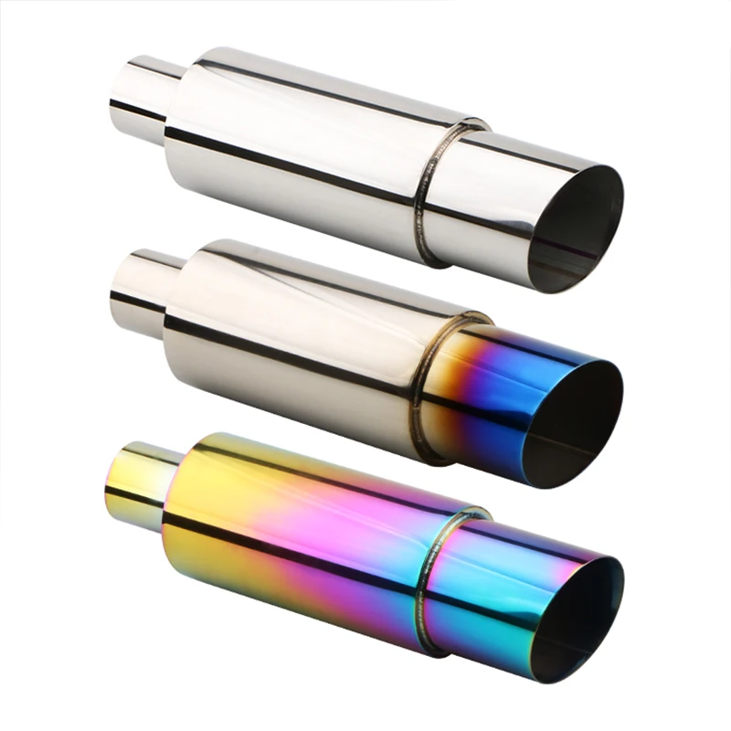 

Car Exterior Accessories 370mm Car Exhaust Systems Muffler Silver Burnt Blue Exhaust Muffler Tip Stainless Pipe Rear Tail Throat