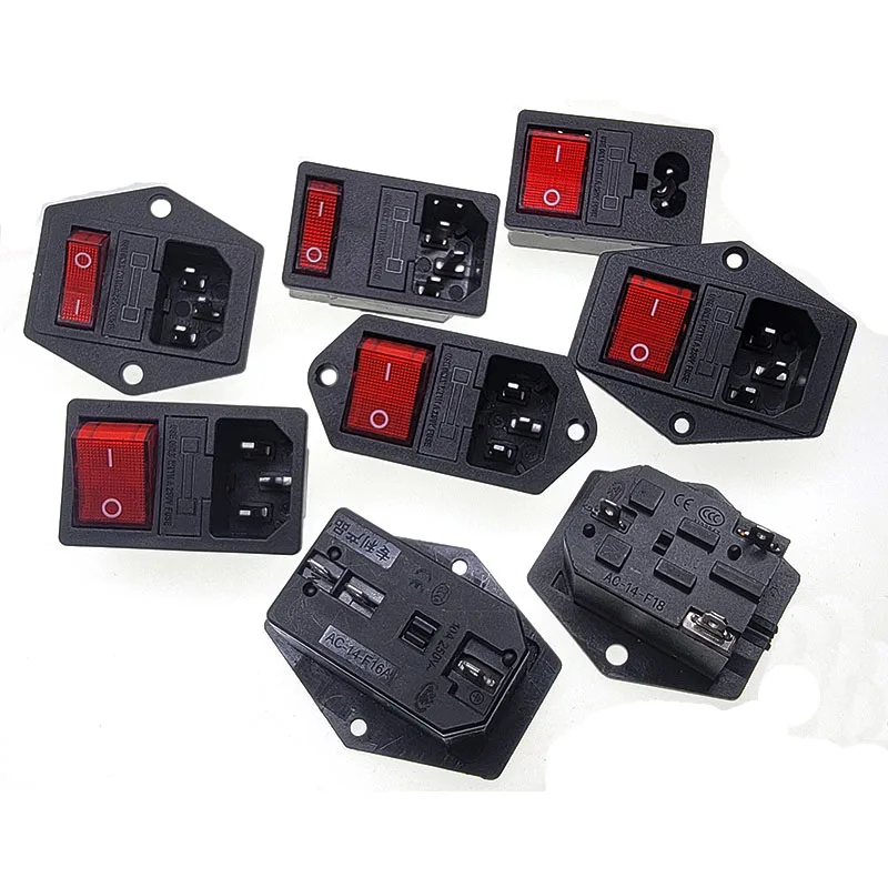 AC-01 AC-14-F16A F18 F16B F15 F16C DB-8-8 Встроенный переключатель питания красного света 10A250VAC IEC