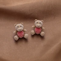 childrens earrings sweet lovely cartoon little bear stud earrings korea fashion temperament autumn and winter stylewholesale