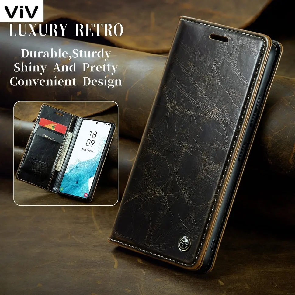 

Luxury Leather Flip Wallet Case For Samsung Galaxy S22 S21 FE S20 Plus S10 E S9 S8 Plus Note 10 Note20 Ultra Phone Cover Coque