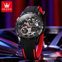 olevs top brand mens watch classic silicone luminous automatic mechanical watch waterproof fashion hollow skeleton watch men