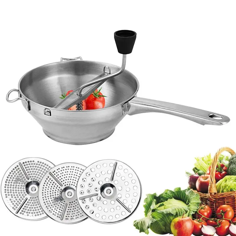 

Food Mill Hand Potato Masher Stainless Steel Mashed Potatoes Masher Stainless Grinder For Tomato Potato Canning Supplies