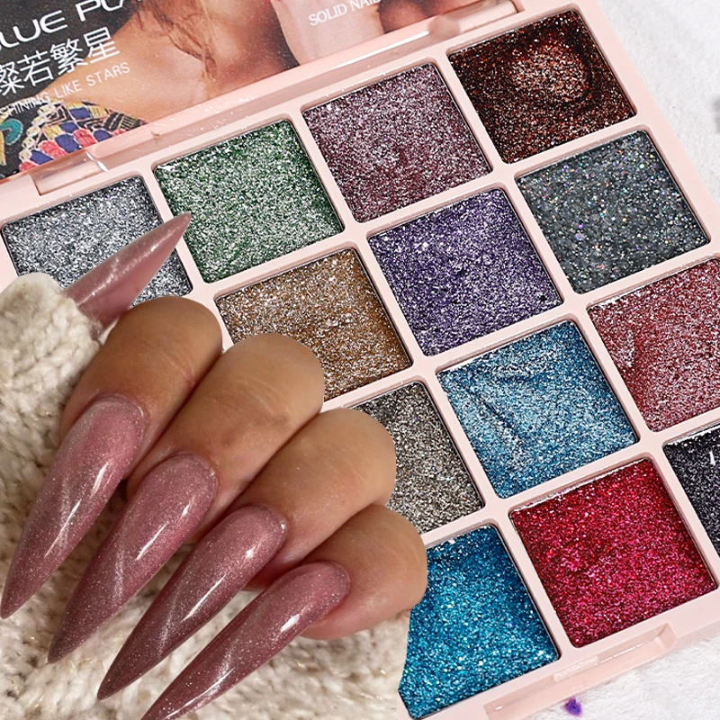 

16 Color Jelly Solid Nail Gel Palette Oil Painting Soak Off UV LED Semi Permanent Varnish Gel Glitter Polish Nail Art Decoration
