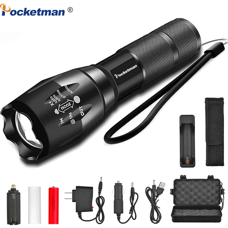 

Flashlights Powerful V6/L2/T6 LED Flashlight Waterproof Torch Zoomable Torch Tactical Flashlight Rechargeable 5 Modes Flashlight