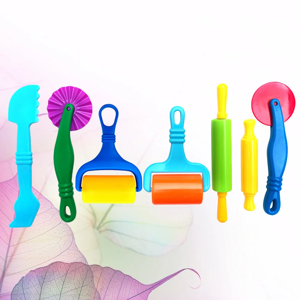 

7PCS Kids Dough Tools Clay Dough Tools Dough Playset Rolling Pin for Children Kids ( )