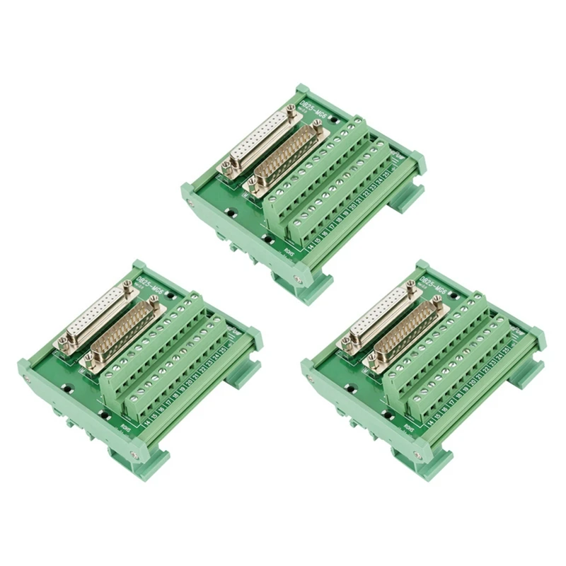 

Best 3X DB25 DIN Rail Mount Interface Module Male/Female Connector Breakout Board