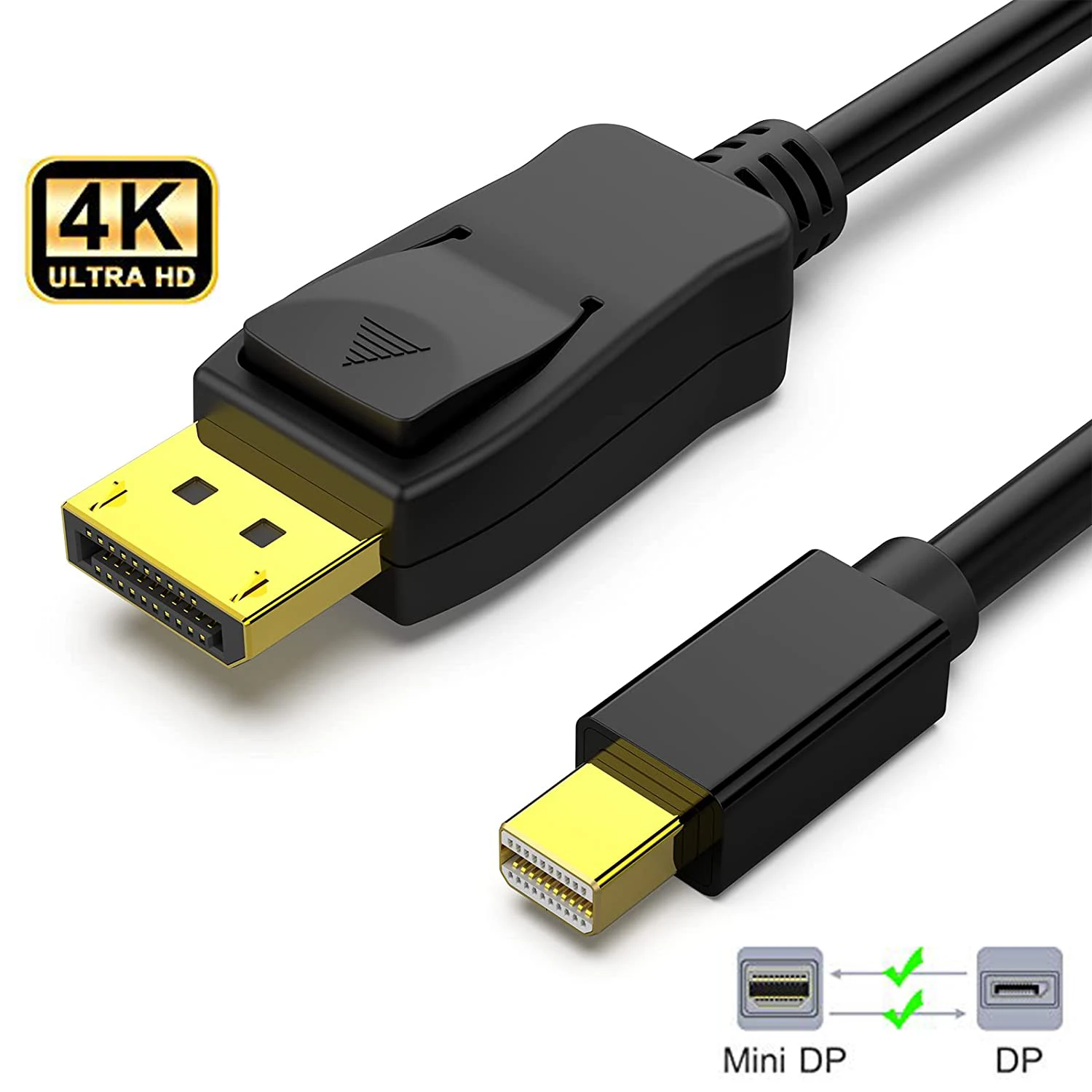 

Nku 4K@60Hz 2K@144Hz Mini DisplayPort To DisplayPort Cable Mini DP Thunderbolt Compatible To DP Male-Male Adapter Cord for PC