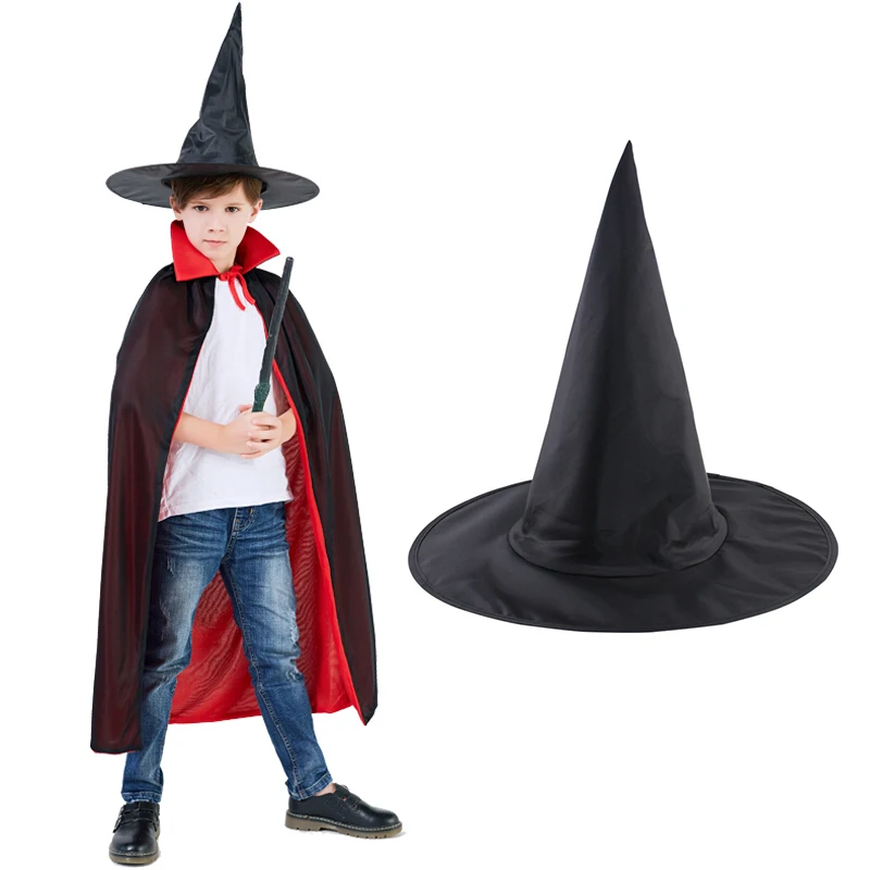 

2/4/6PCS Hot Sale Halloween Adult Women's Black Witch Hat For Halloween Adult Child Witches Hat Fancy Dress Horror Spooky