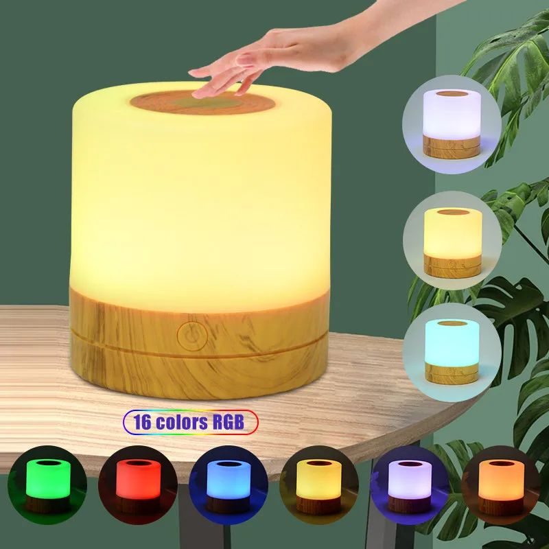 

USB Rechargeable LED Induction Night Light RGB16 Color Lighting Touch Sensor Night Lamp Bedside Lamp for Bedroom Living Room
