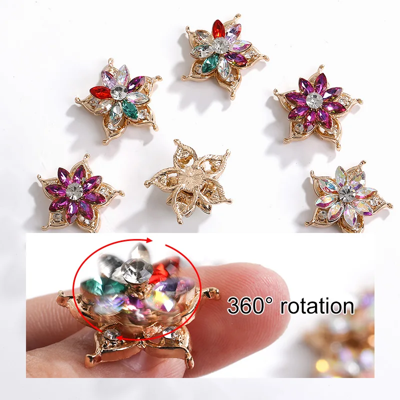 

Flatback Sewing Rhinestone Needlework Decorations Double Layer Rotating Charms Jewelry Making Findings Handicrafts Appliques