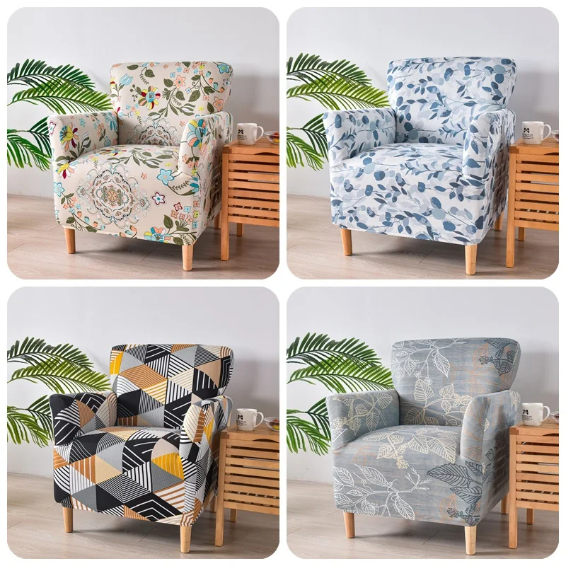 

Nordic Flower Elastic Tub Sofa Cover Stretch Spandex Club Armchair Slipcover Single Couch Covers for Study Bar Counter Hotel