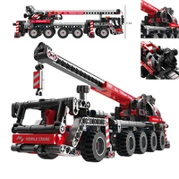 diy large crane truck model educational building blocks mechanical group engineering vehicle assembled brick toys gift for kids
