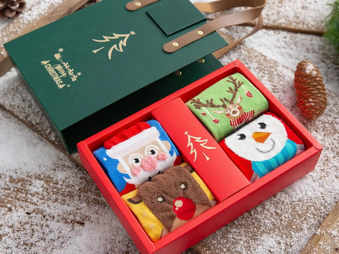 Santa Claus Socks for Girls for Men Long Tube Gift Box Long Tube Gift Red Matching Words Winter Socks