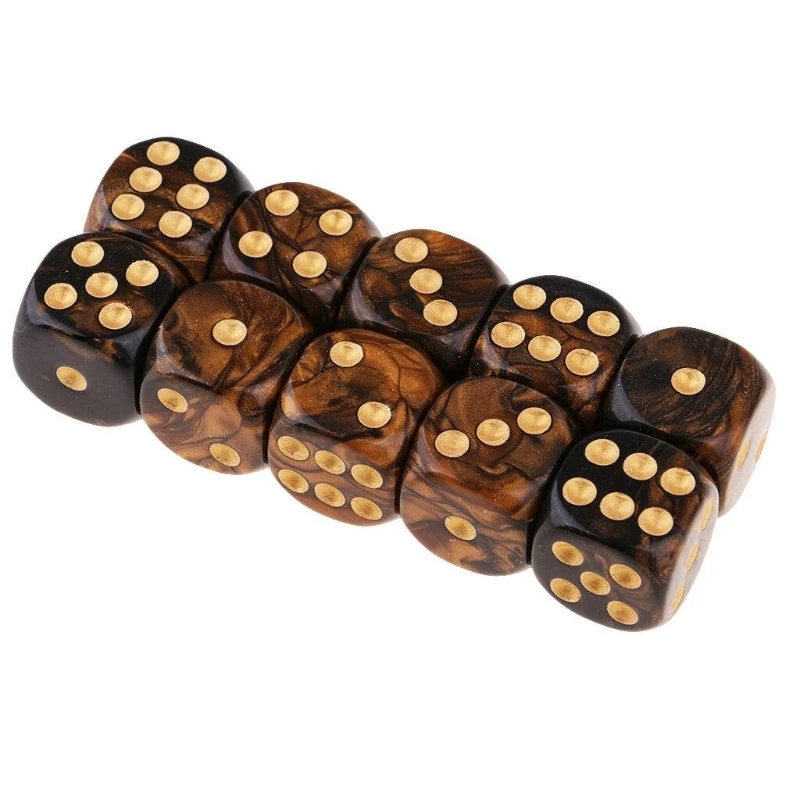10 шт. 16 мм непрозрачные перламутровые игральные кости |