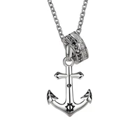 925sterling silver necklace for men vintage anchor pendant accessories mens hip hop jewelry gifts