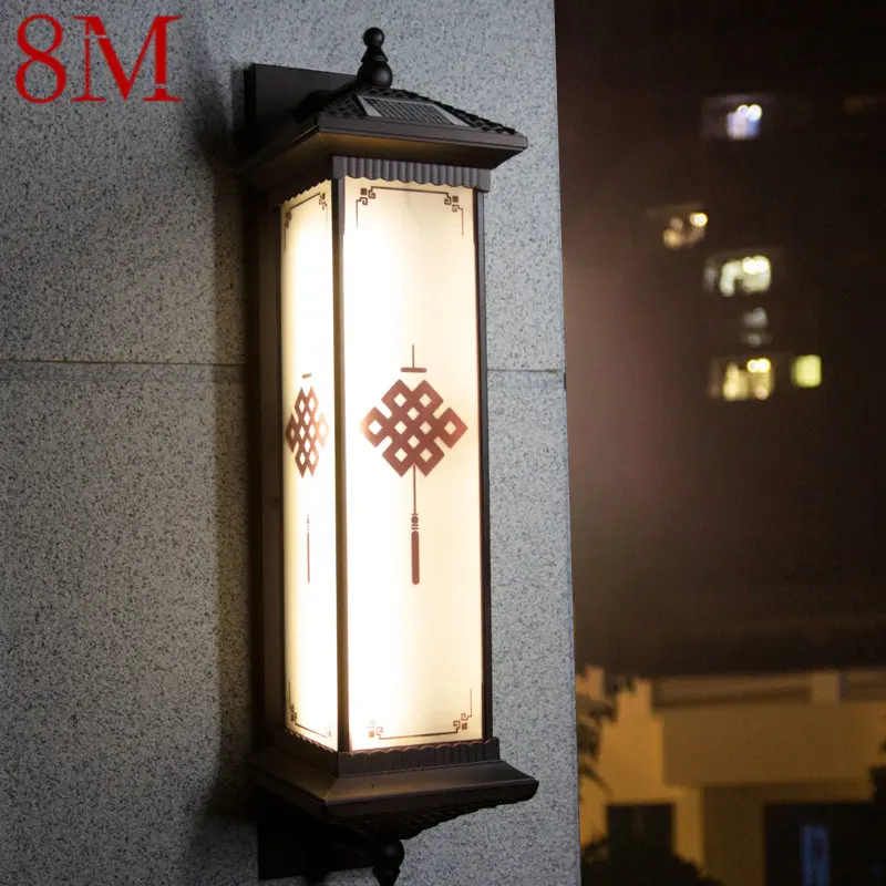

8M Solar Wall Lamp Outdoor Creativity Chinese Knot Sconce Light LED Waterproof IP65 for Home Villa Balcony Courtyard