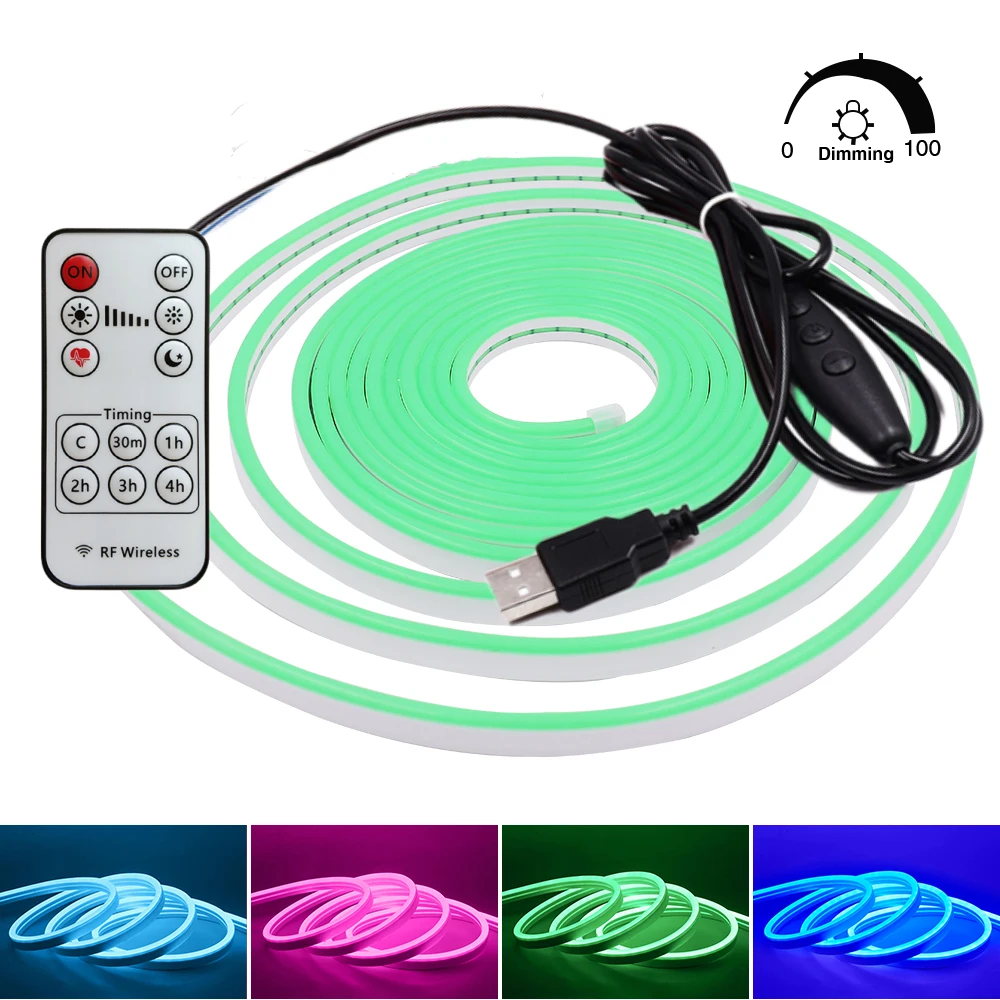 

5V USB LED Strip Neon Light with dimmer Switch SMD2835 120Leds/m Flexible Neon Rope Lamp Dimmable Waterproof Ribbon Tape Diode