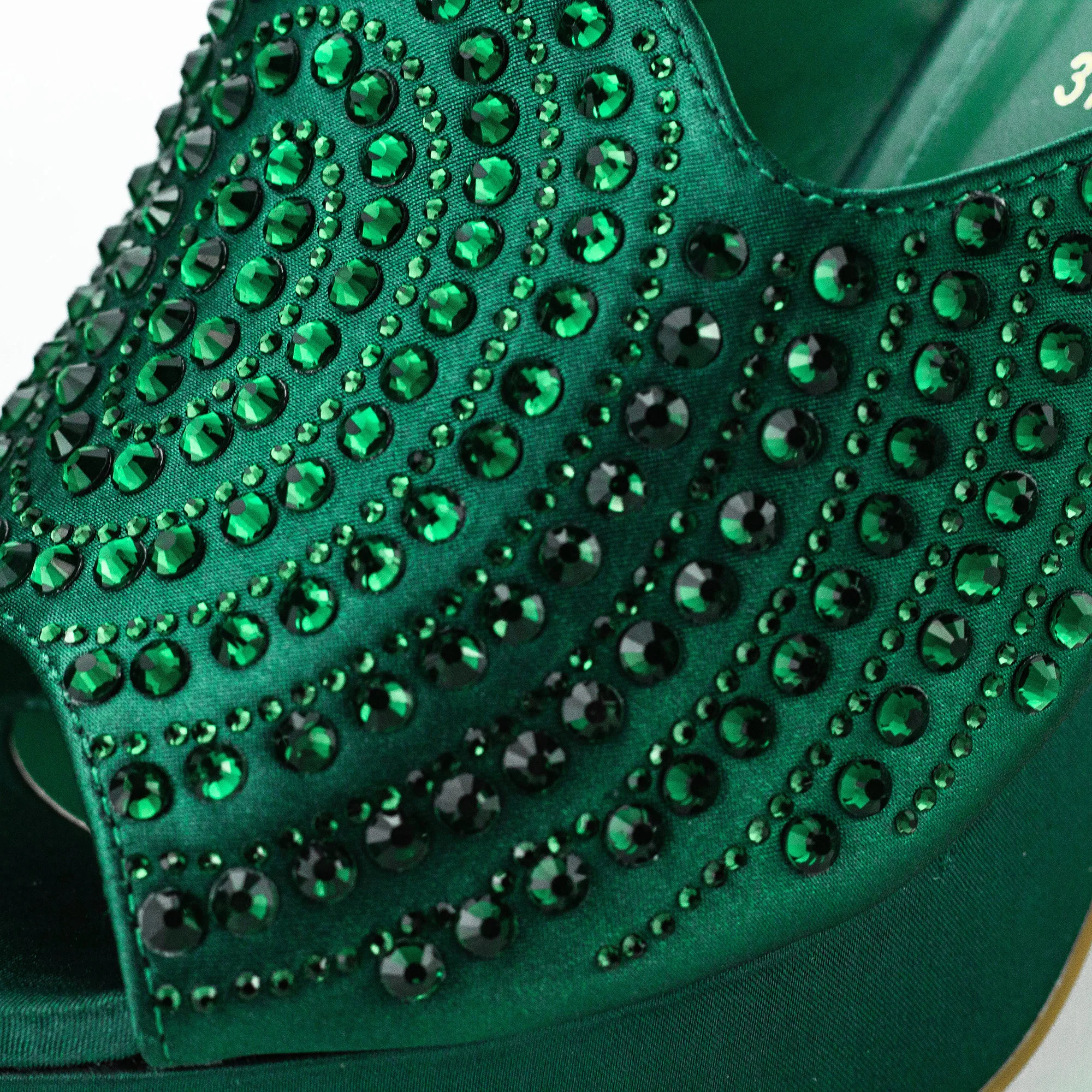 Green Summer High Heel Plus Size 42 Bling Bling Party Shoes for Women Rhinestone Luxury Wedding Mules Sandals for Woman Pumps