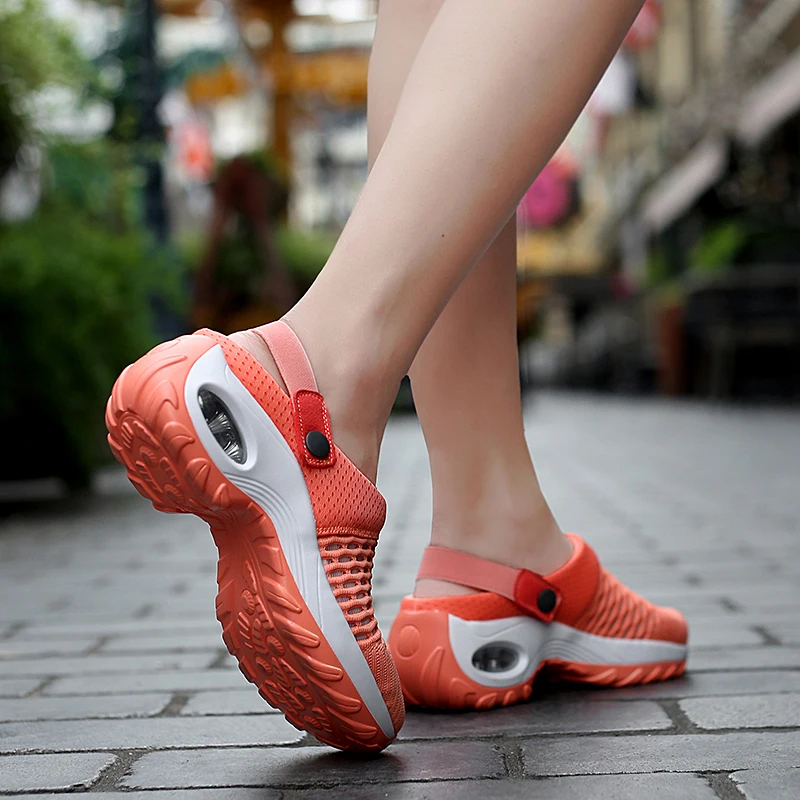 Women Casual Increase Cushion Shoes Girls Non-slip Platform Sneakers Breathable Mesh Outdoor Walking Slippers