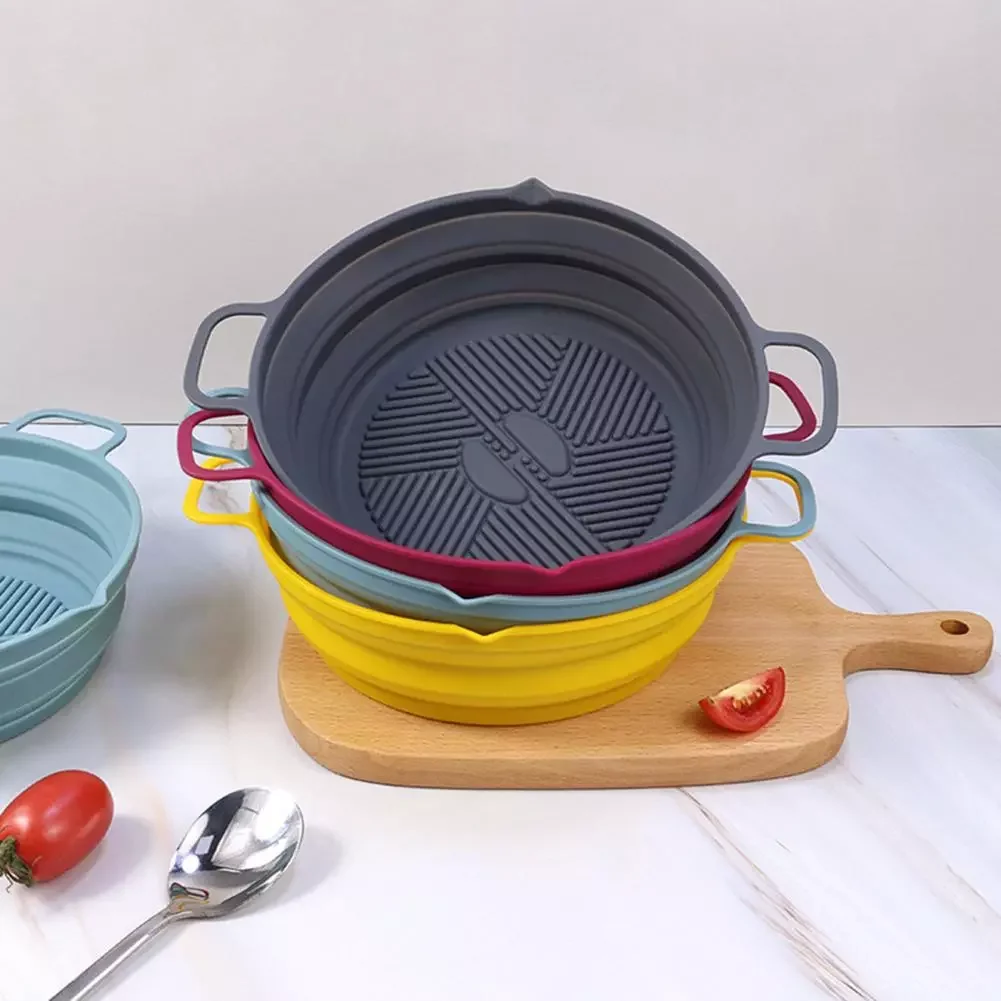 

NEW2023 Air Fryers Liner Durable High Temperature Resistant Reusable Silicone Foldable Round Oven Baking Tray for Family