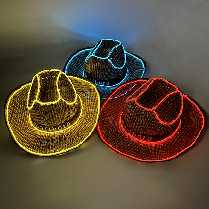 Новый стиль светодиодная ковбойская шляпа пляжный маскарадный концерт ночной