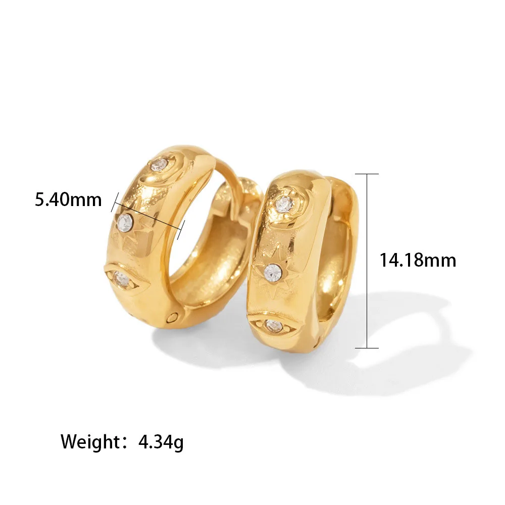 Stainless Steel PVD 18K Gold Plated Tarnish Waterproof Small Size Rhinestoned Hoop Earrings For Woman Jewelry Wholesale Trendy