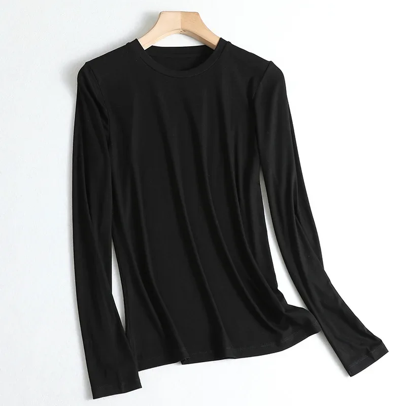 MRMT 2024 Brand Women's T-Shirt Multi-Color Anti-Static Long-Sleeved V-Neck Knitting Line Solid Color Bottoming Woman Shirt