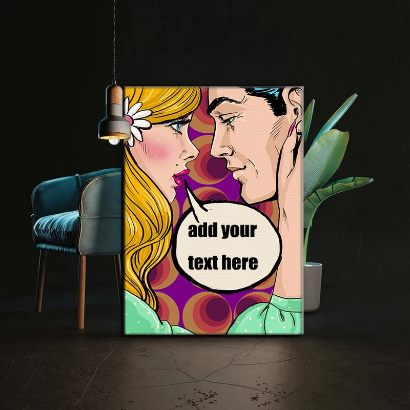 Персонализируемый поп-арт влюбленные пары с собственным текстом Настенная  роспись готова повесить на стену плакаты Печать Гостиная Спальня Декор |  AliExpress