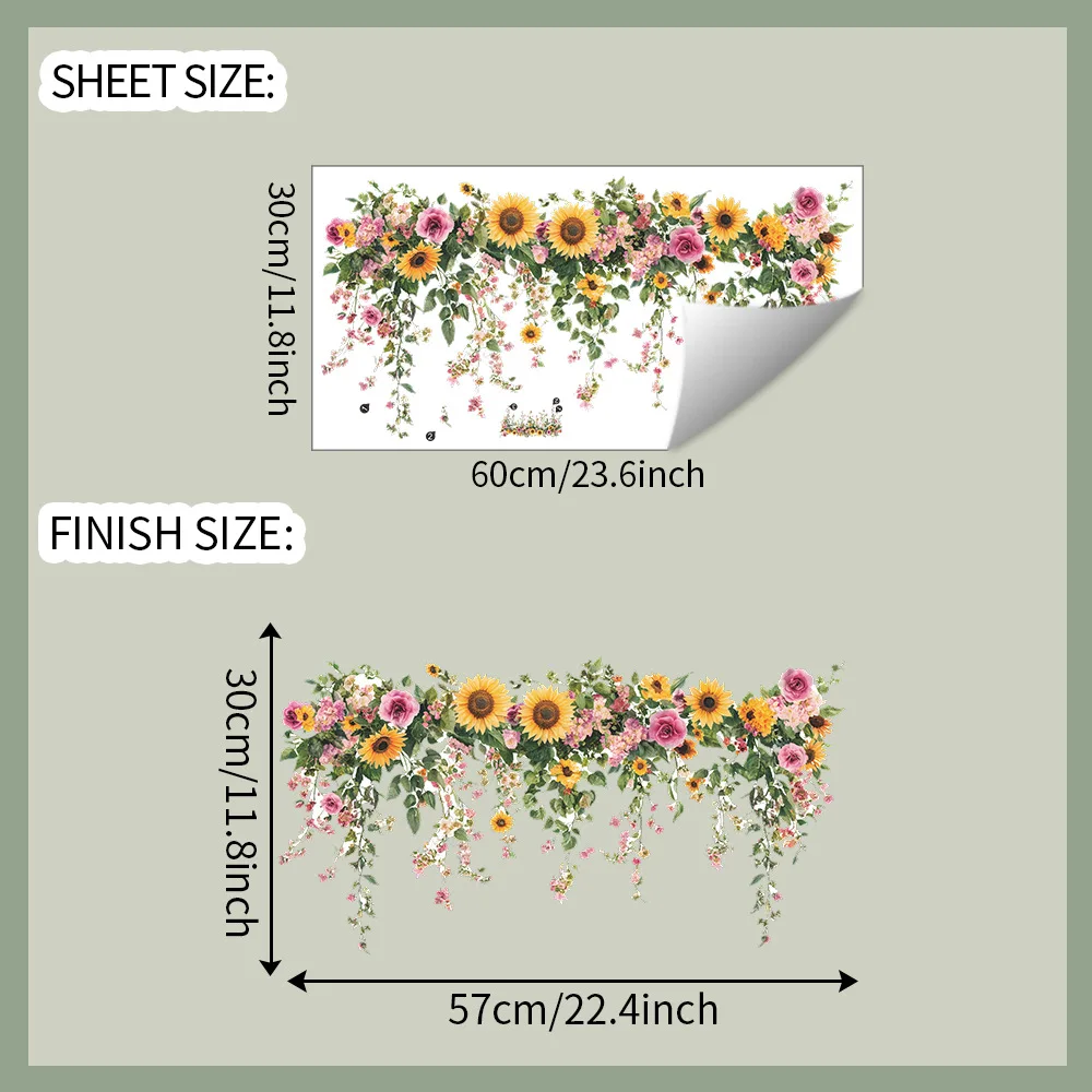 

Наклейки на стену "Подсолнухи и листья"