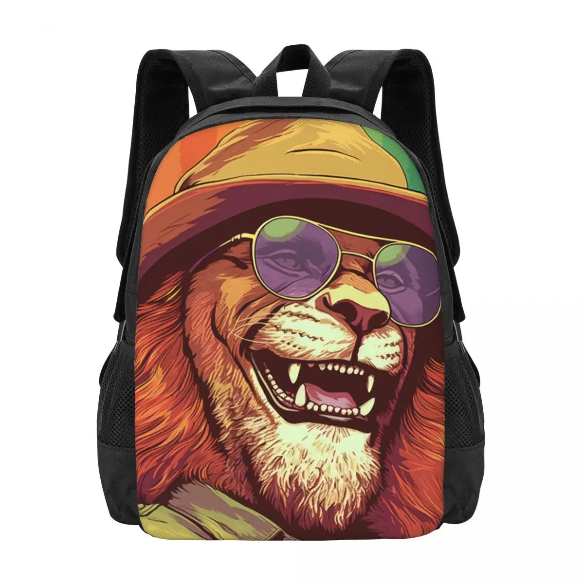 

Рюкзак с изображением Льва смеющиеся мужские рюкзаки для велоспорта из полиэстера, дышащие милые школьные сумки, рюкзак