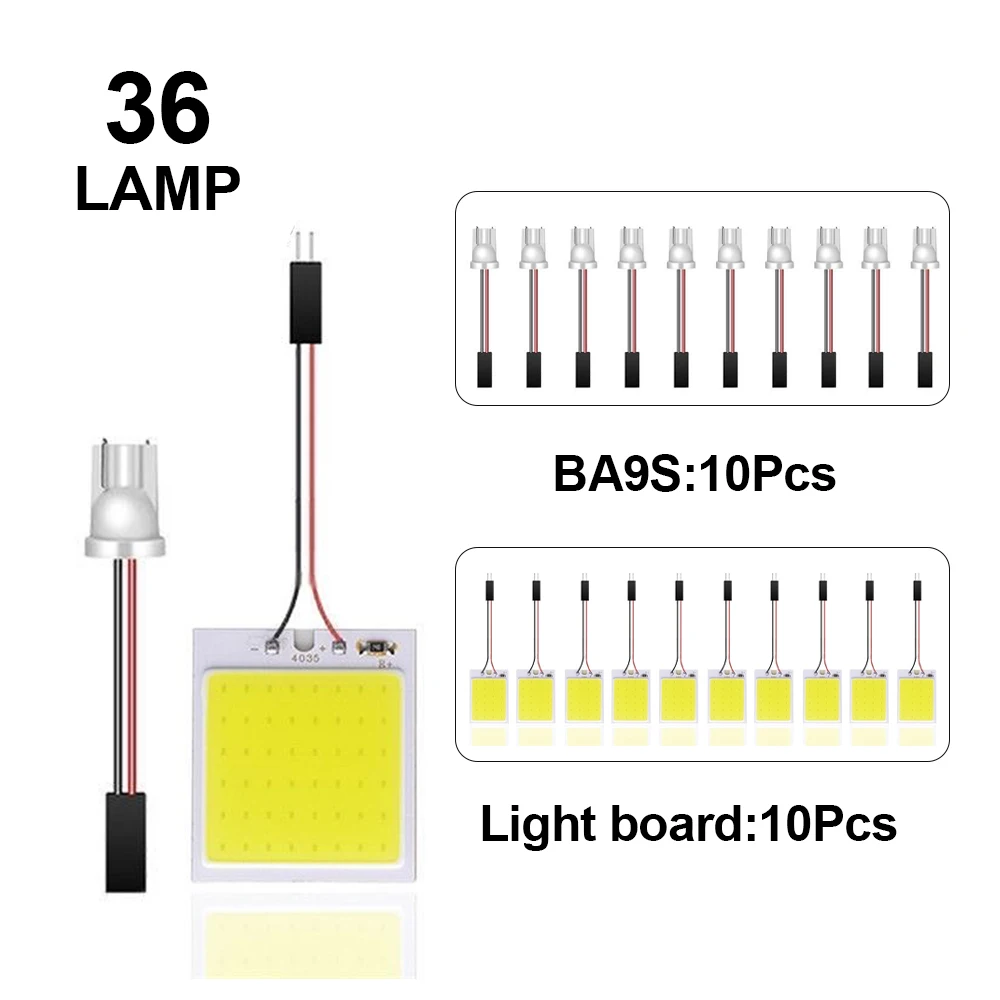 

10 шт., Автомобильные светодиодные лампы 18/24/36/48 SMD T10 BA9s 12 В COB