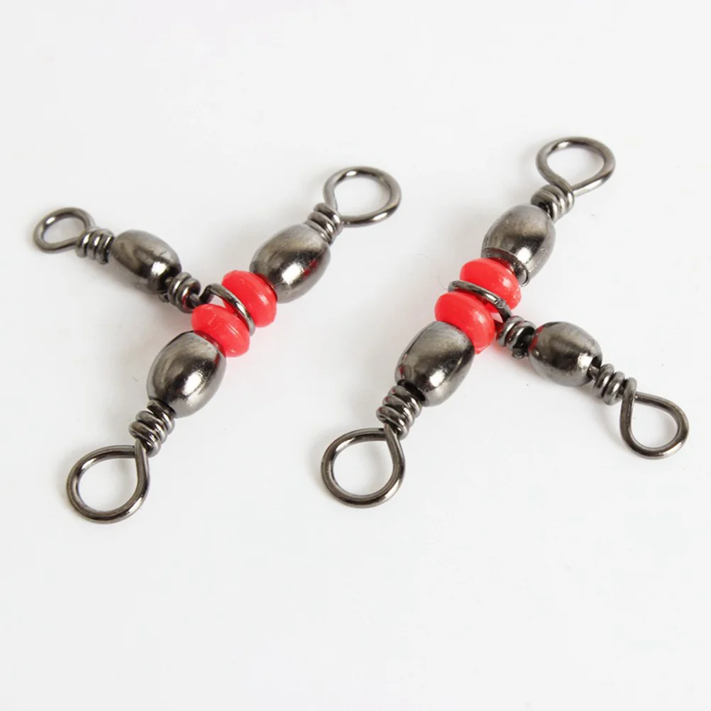 

100pcs Fishing Three-way Swivels Triple Swivels Line Connectors Fishing Swivel Tackle Accessories (Red)