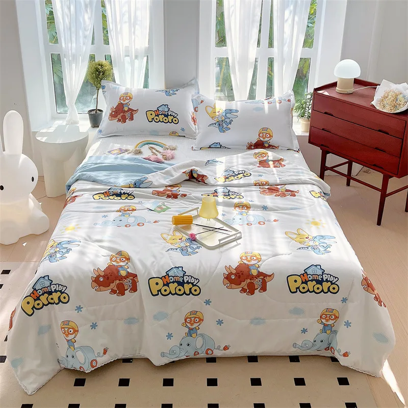 

Water Wash Cotton Quilt Air Conditioner Summer Cool Sheet Double Dormitory Children's Core Machine Washable Bedspread On The Bed