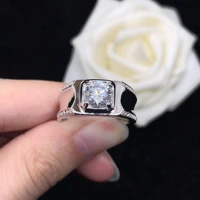 solid 14k white gold moisanite ring 2ct diamond engagement rings for man d color male finger jewelry with box